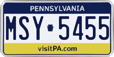 PA license plate MSY5455