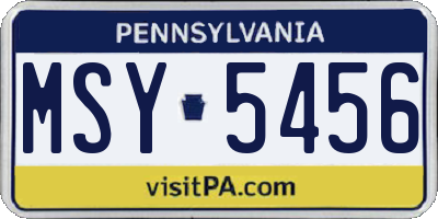 PA license plate MSY5456