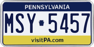 PA license plate MSY5457