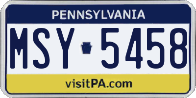 PA license plate MSY5458