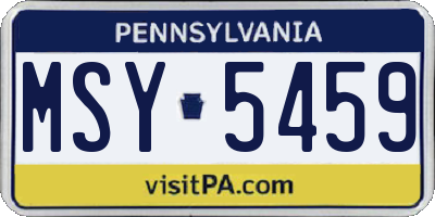 PA license plate MSY5459