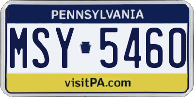 PA license plate MSY5460