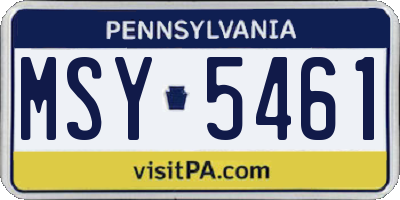 PA license plate MSY5461