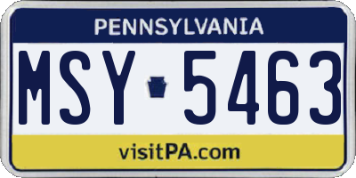 PA license plate MSY5463