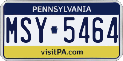 PA license plate MSY5464