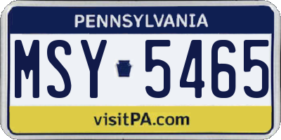 PA license plate MSY5465