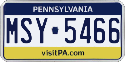 PA license plate MSY5466