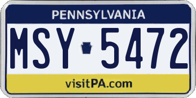PA license plate MSY5472