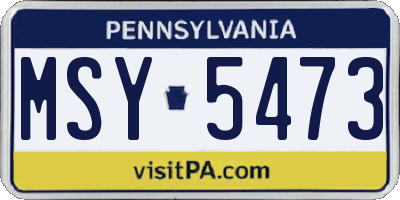 PA license plate MSY5473