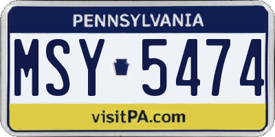 PA license plate MSY5474