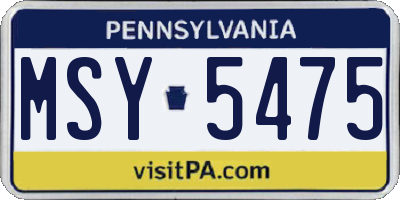 PA license plate MSY5475