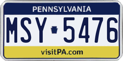 PA license plate MSY5476