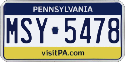 PA license plate MSY5478