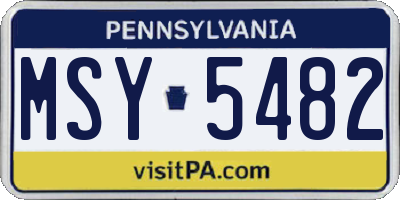 PA license plate MSY5482