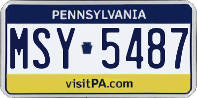 PA license plate MSY5487