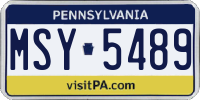 PA license plate MSY5489