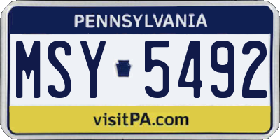 PA license plate MSY5492
