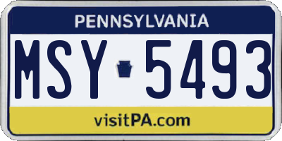 PA license plate MSY5493