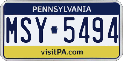 PA license plate MSY5494
