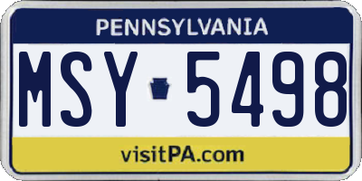 PA license plate MSY5498