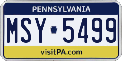 PA license plate MSY5499
