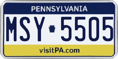 PA license plate MSY5505