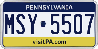 PA license plate MSY5507