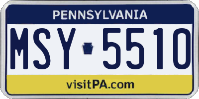 PA license plate MSY5510