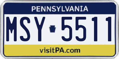 PA license plate MSY5511