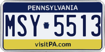 PA license plate MSY5513