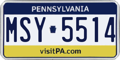 PA license plate MSY5514