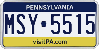 PA license plate MSY5515