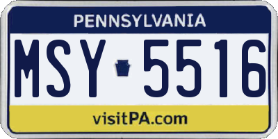 PA license plate MSY5516