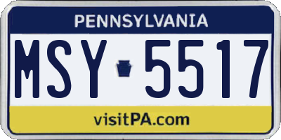 PA license plate MSY5517