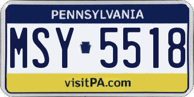 PA license plate MSY5518