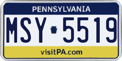 PA license plate MSY5519