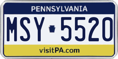 PA license plate MSY5520