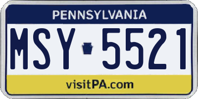 PA license plate MSY5521