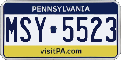 PA license plate MSY5523