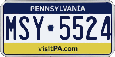 PA license plate MSY5524