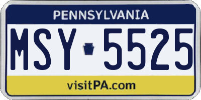 PA license plate MSY5525