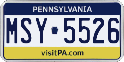 PA license plate MSY5526