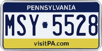 PA license plate MSY5528