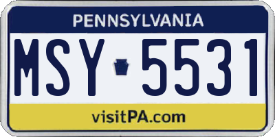 PA license plate MSY5531