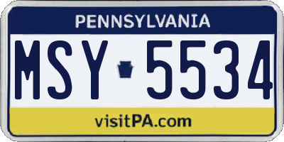 PA license plate MSY5534