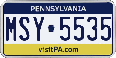 PA license plate MSY5535
