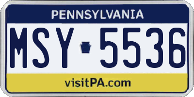 PA license plate MSY5536