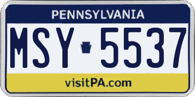 PA license plate MSY5537
