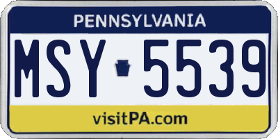 PA license plate MSY5539