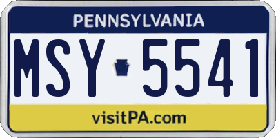 PA license plate MSY5541